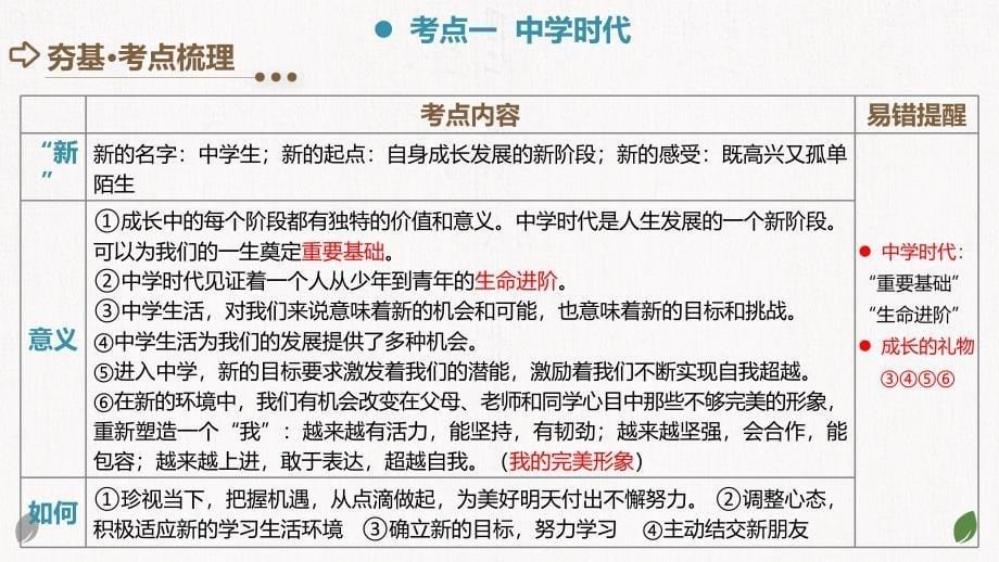 2025年中考道德与法治一轮复习考点讲练测课件专题16 成长的节拍（含答案）_第5页