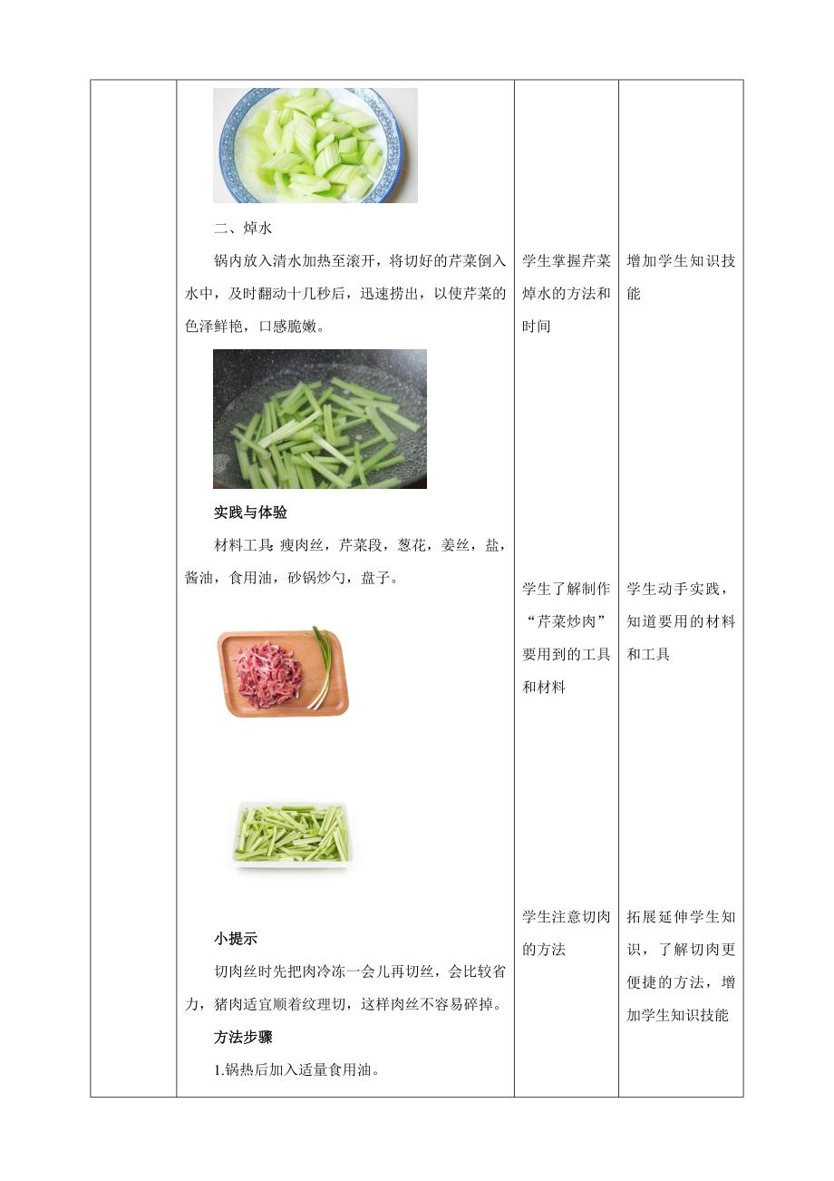 六年级上册鲁科版综合实践三、《芹菜炒肉》教案_第3页