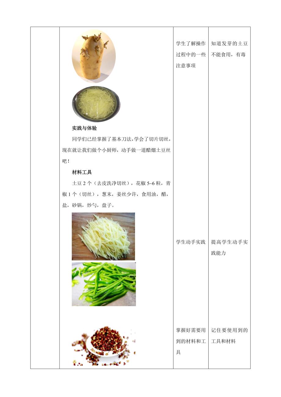 六年级上册鲁科版综合实践二、《醋熘土豆丝》教案_第4页