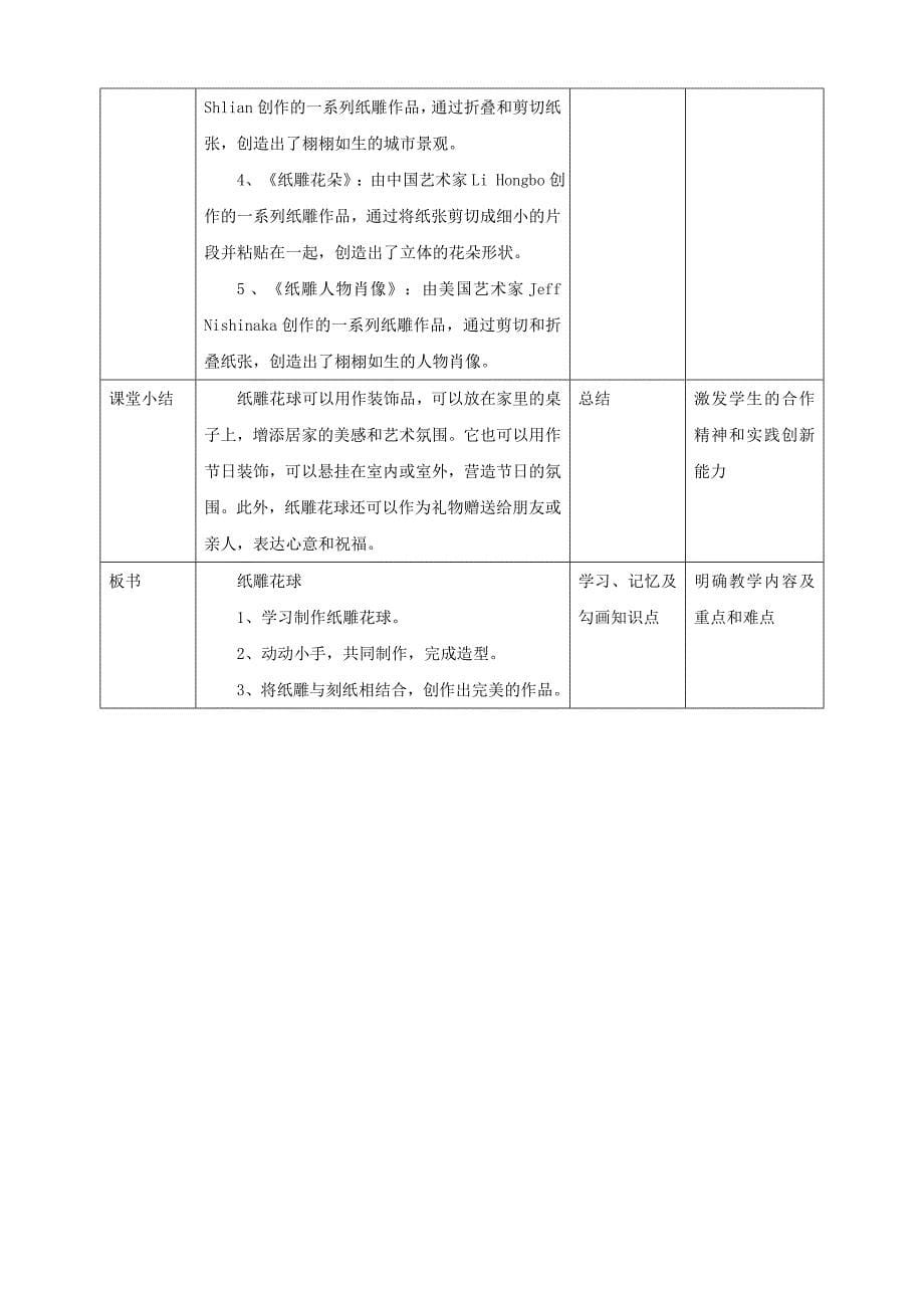 3.3 【鲁科版】《综合实践活动》五上 纸雕花球 教案_第5页