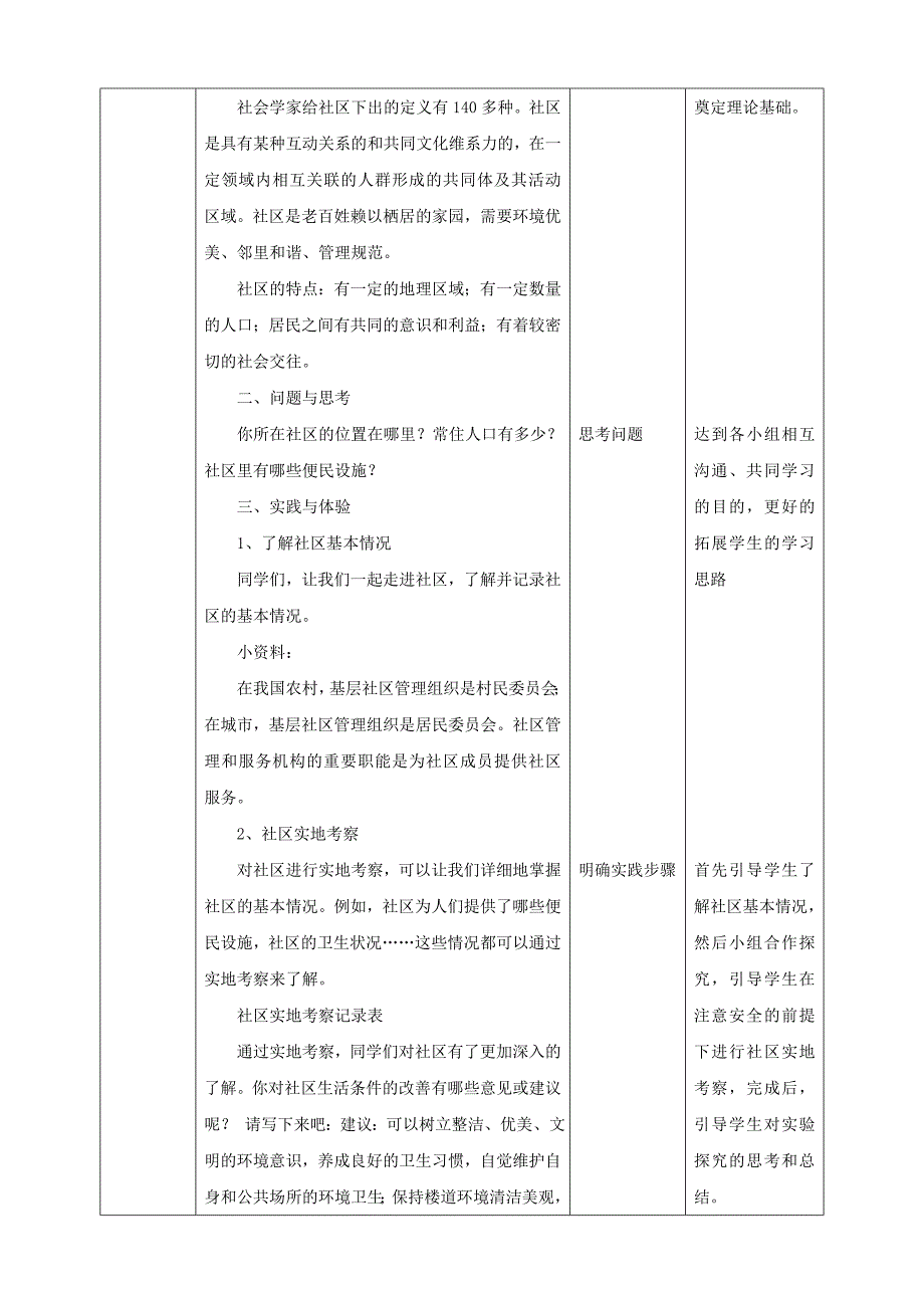 5.1 【鲁科版】《综合实践活动》五上 了解我们居住的社区 教案_第2页