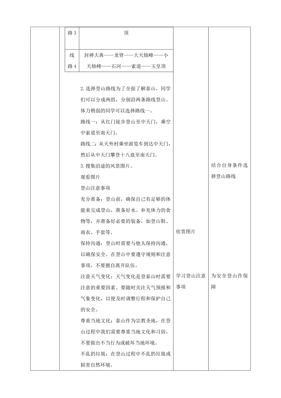 6.2 【鲁科版】《综合实践活动》五上 一览众山小——登泰山 教案_第3页