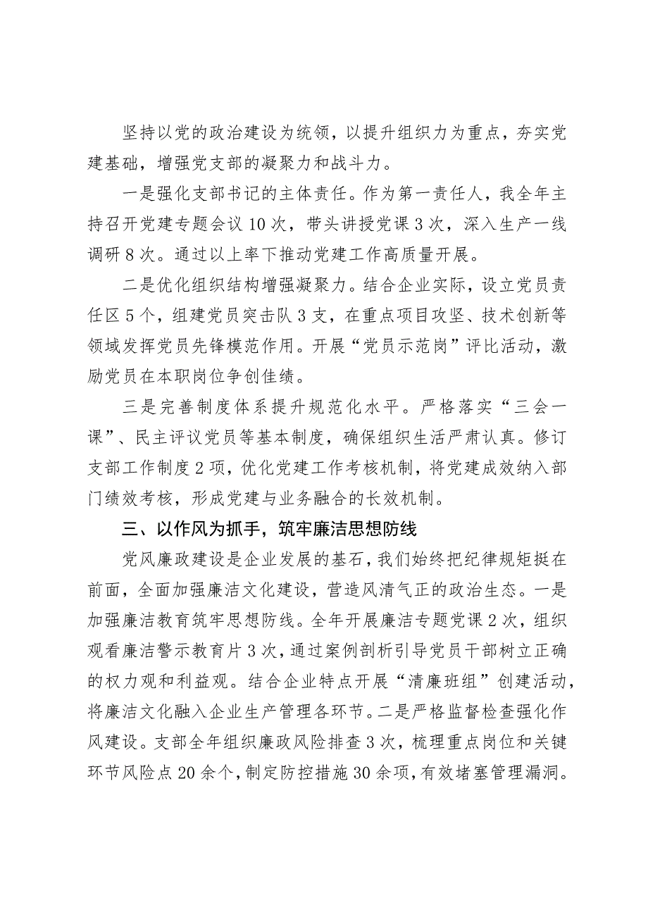 企业2024-2025党支部书记述职报告_第2页