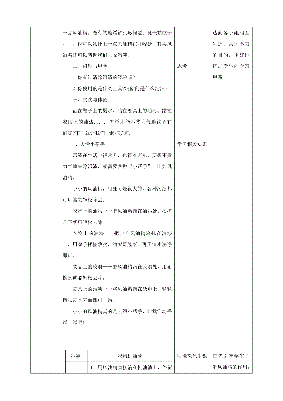 【鲁科版】《综合实践活动》五上 1.3《巧除污渍》教案_第2页