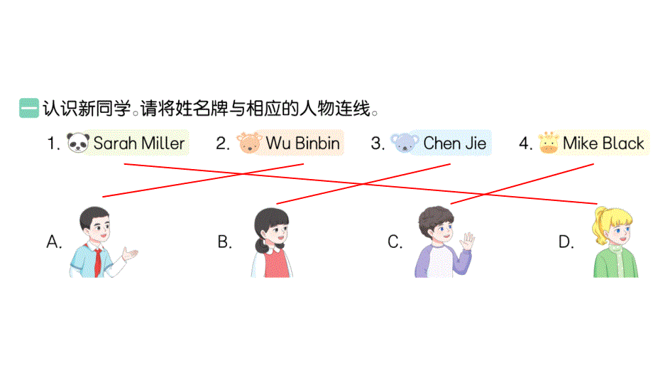 小学英语新人教PEP版三年级上册Unit1 Making friendsPart A (１) Let's talk & Listen, sing and role-play作业课件2024秋_第2页