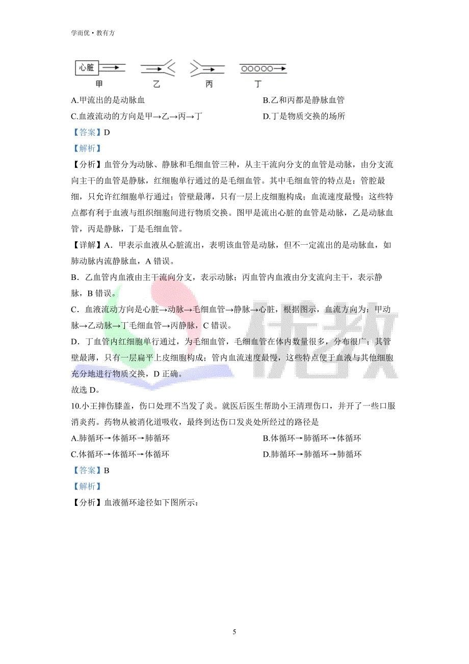 2021-2022学年七下【江西省赣州市定南县】生物期中试题（解析版）_第5页