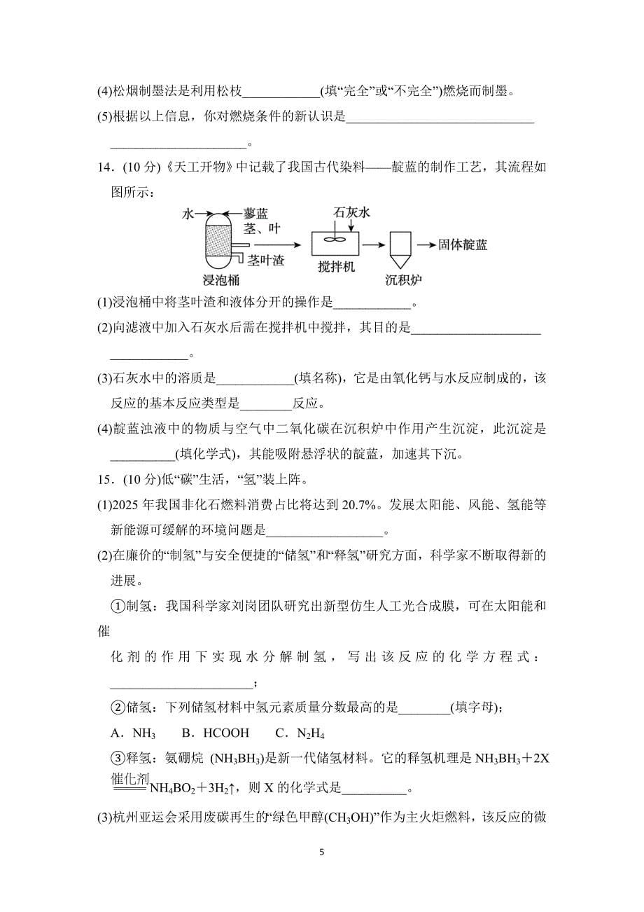 2025年春九年级化学下册中考综合模拟测试卷一（科学版）_第5页