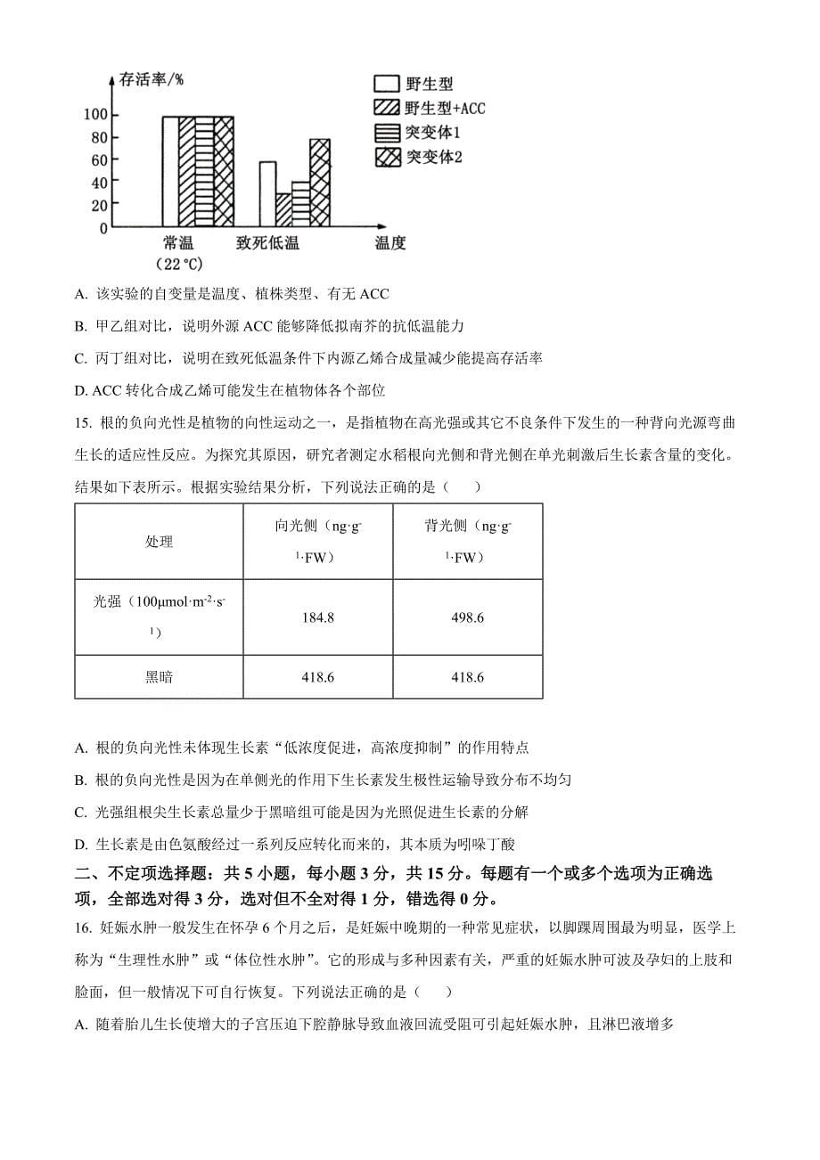 山东省菏泽市2024-2025学年高二上学期11月期中考试生物（B）Word版_第5页