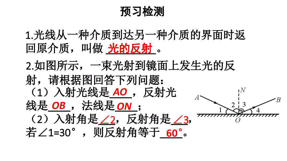 初中物理新人教版八年级上册第四章第2节第1课时 光的反射现象及定律教学课件2024秋_第3页