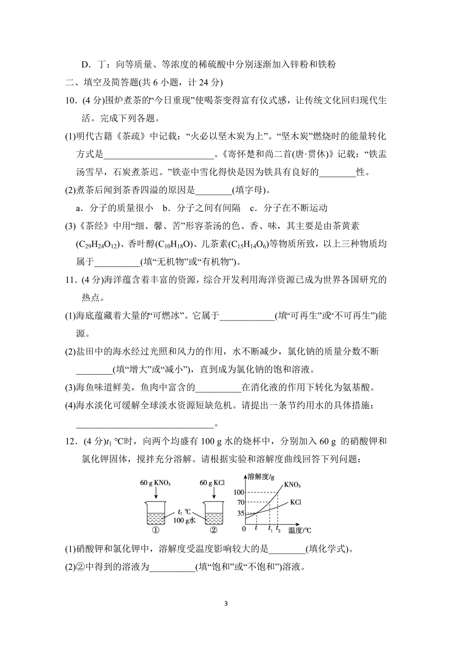 2025年春九年级化学下册陕西中考综合模拟测试卷二（科学陕西版）_第3页