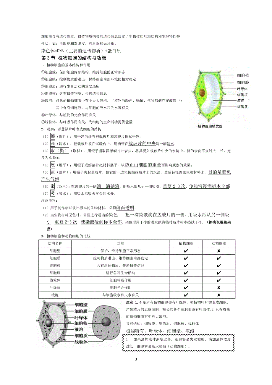 【生物】苏教版2024版生物七年级上册知识点汇总_第3页