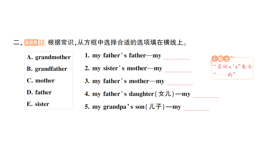 小学英语新人教版PEP三年级上册Unit 2Part ALet's learn & Listen and chant作业课件2024秋_第3页