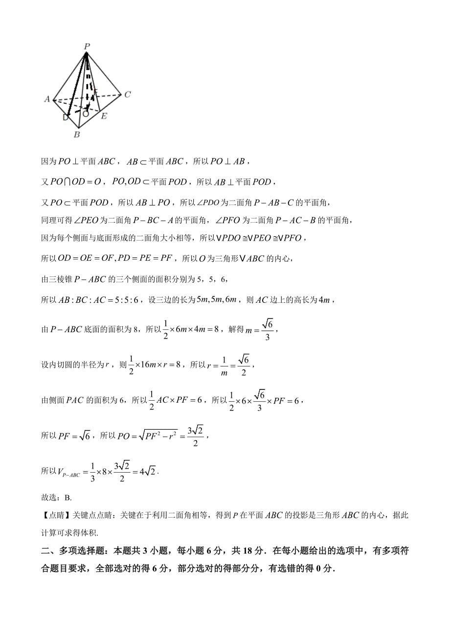 湖南省多校联考2024-2025学年高三上学期11月月考数学 Word版含解析_第5页