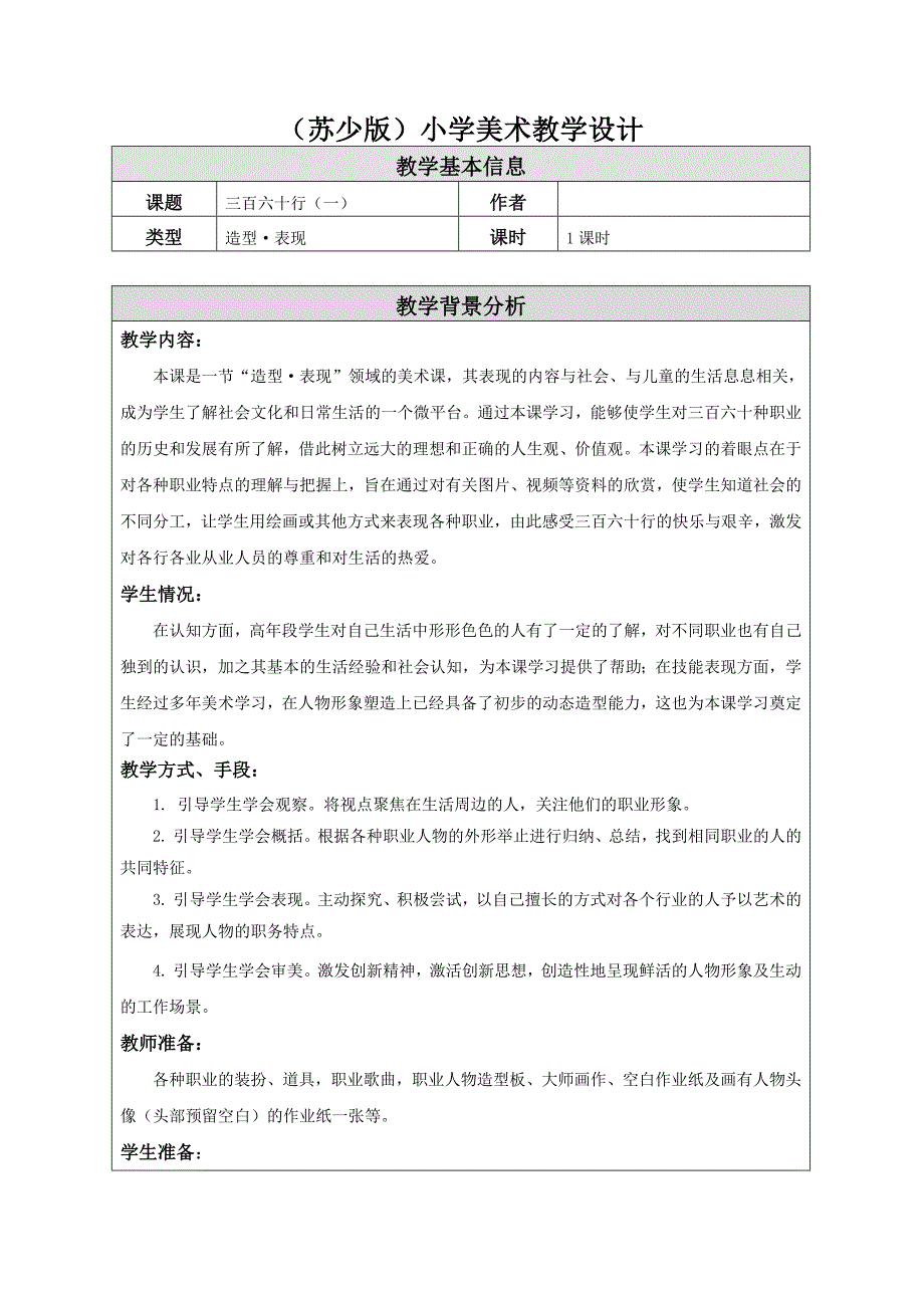 苏教版小学美术六年级下册教案（119页）_第1页