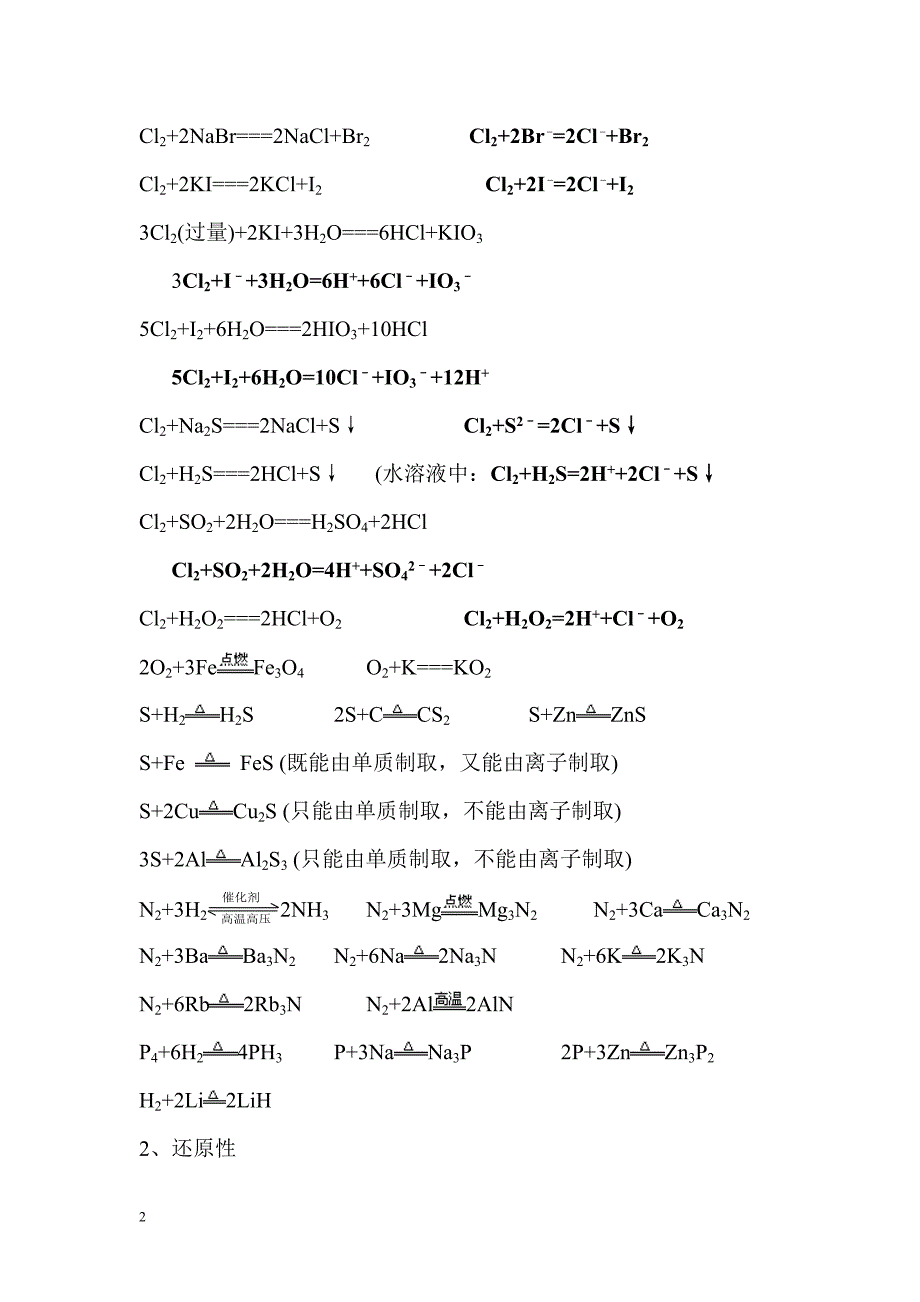 2024年高考化学总复习高中化学方程式全套复习分类汇编（精华版）_第2页