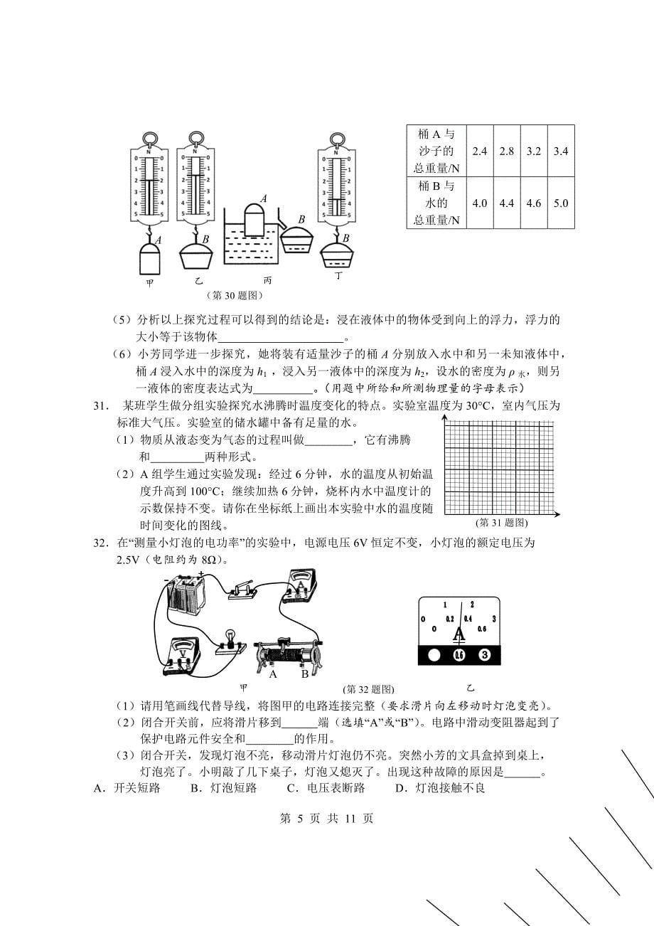 湖北省天门市初中毕业考试一模物理试题_第5页