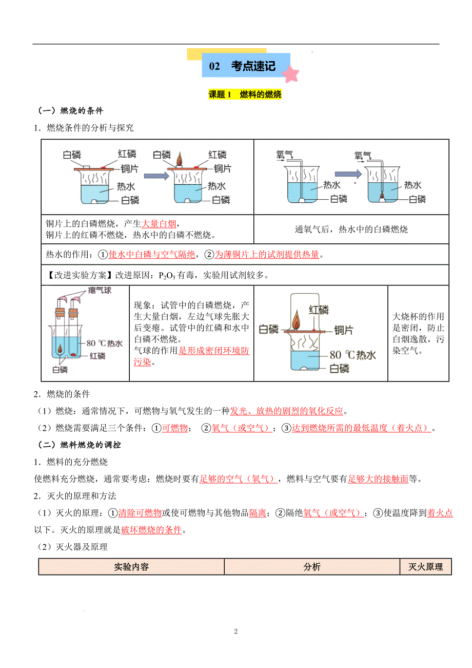 2024-2025学年九年级化学上册人教版第七单元能源的合理利用与开发知识清单_第2页