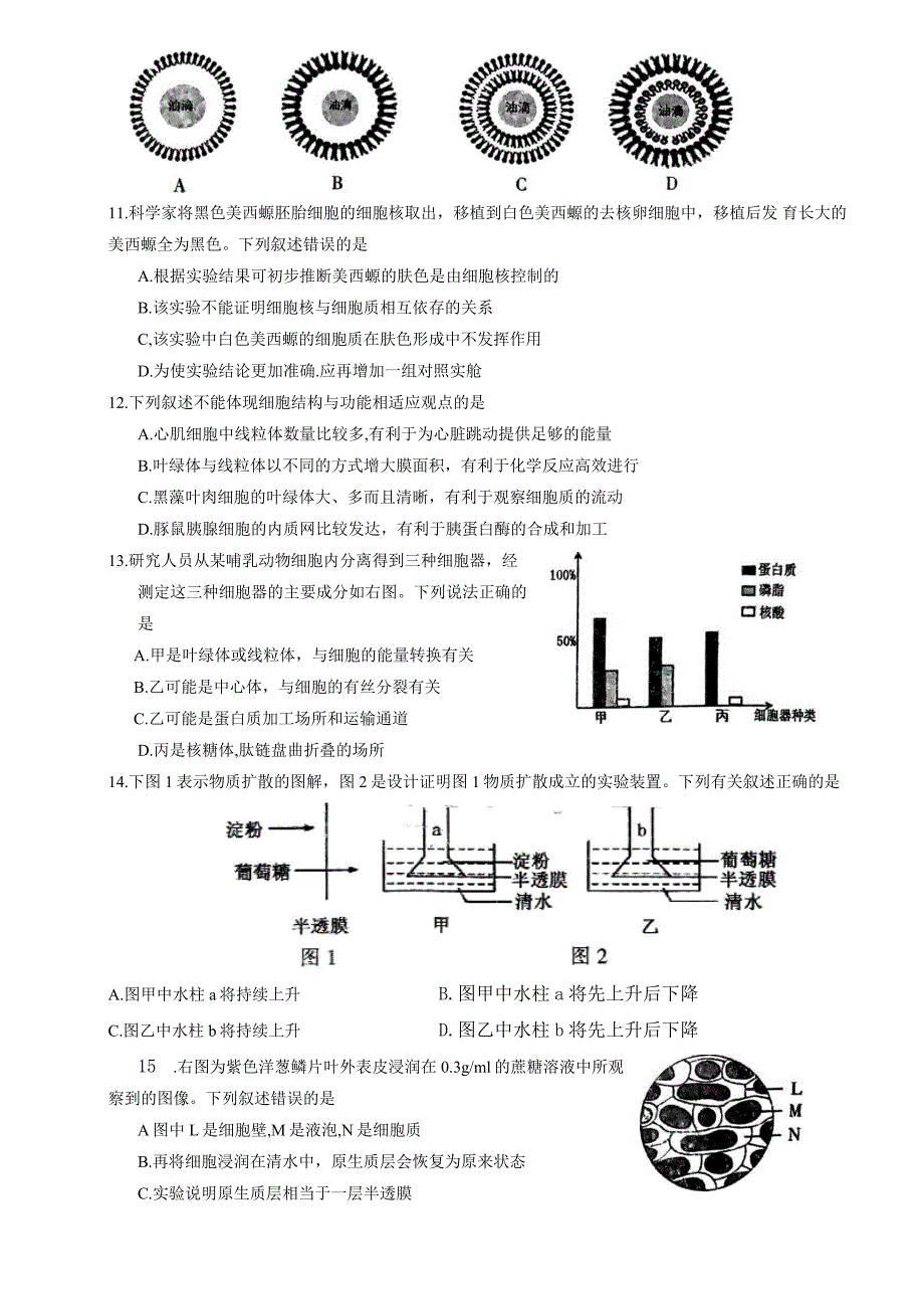 福建省三明市2022-2023学年高一上学期期末质量检测生物Word版含答案_第4页