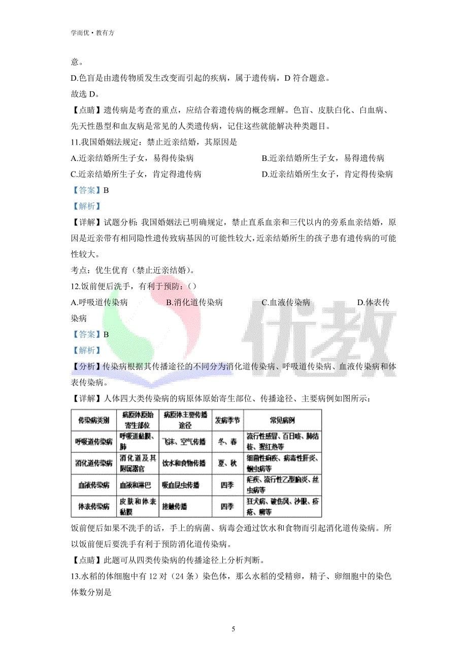 2021-2022学年八下【山西省运城市垣曲县】生物期中试题（解析版）_第5页