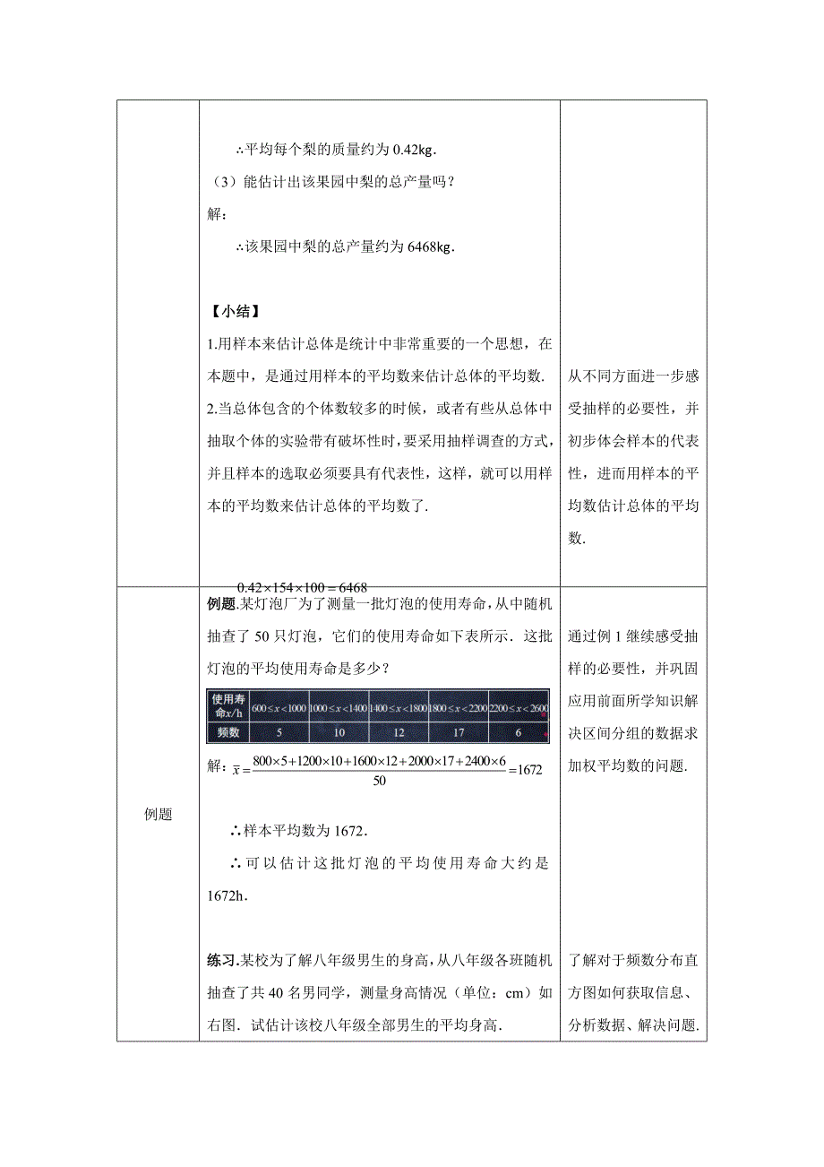 2024年人教版初中数学八年级下册 -平均数的应用-1教案_第4页