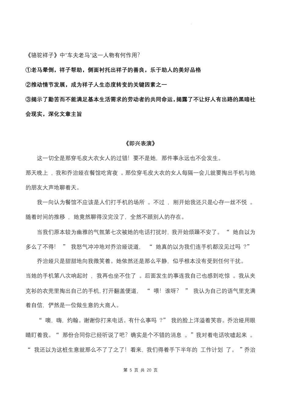 2025年中考语文二轮专题复习：人物形象分析和文章叙事视角 讲义（含练习题及答案）_第5页