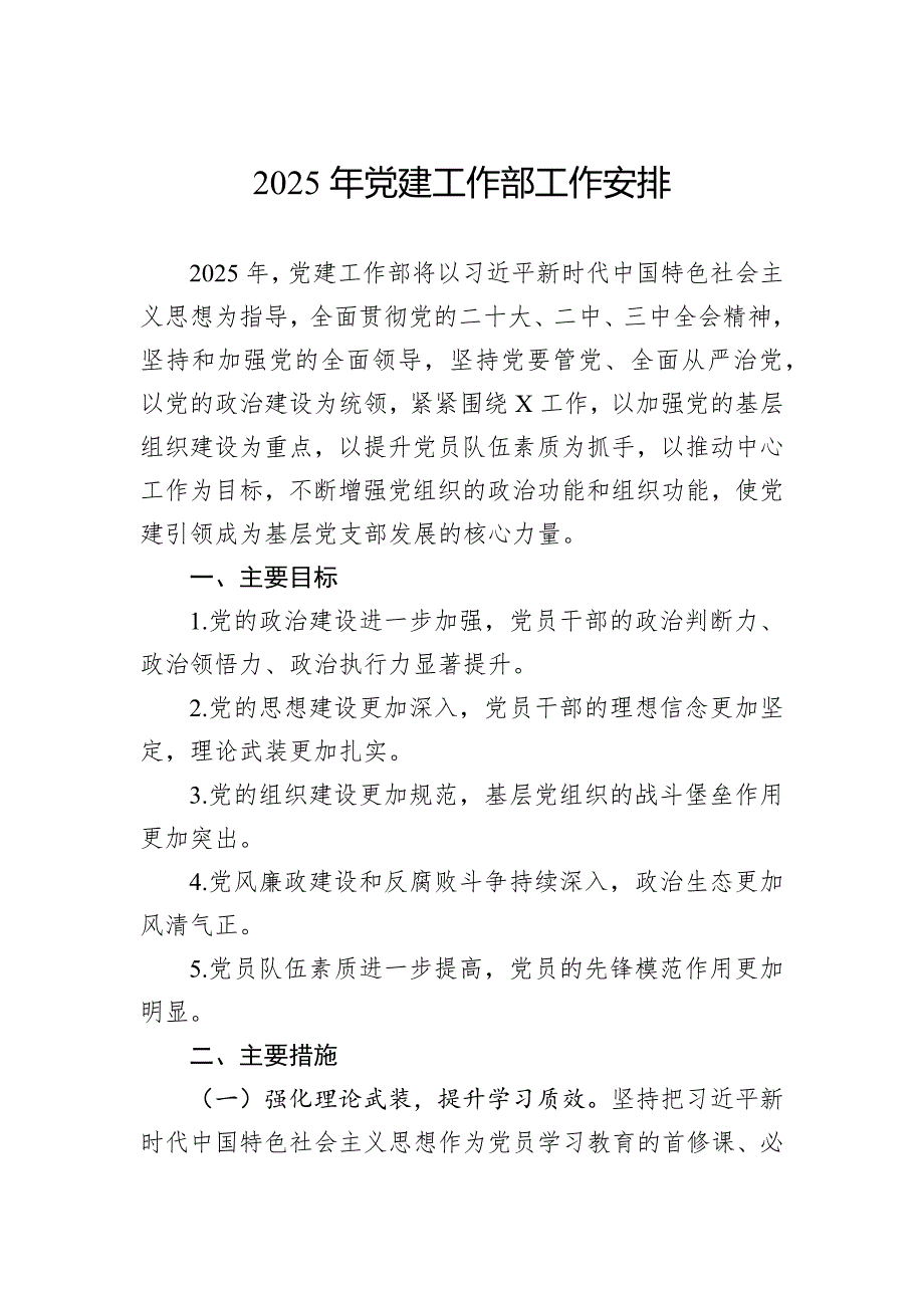 2025年党建工作部工作安排_第1页