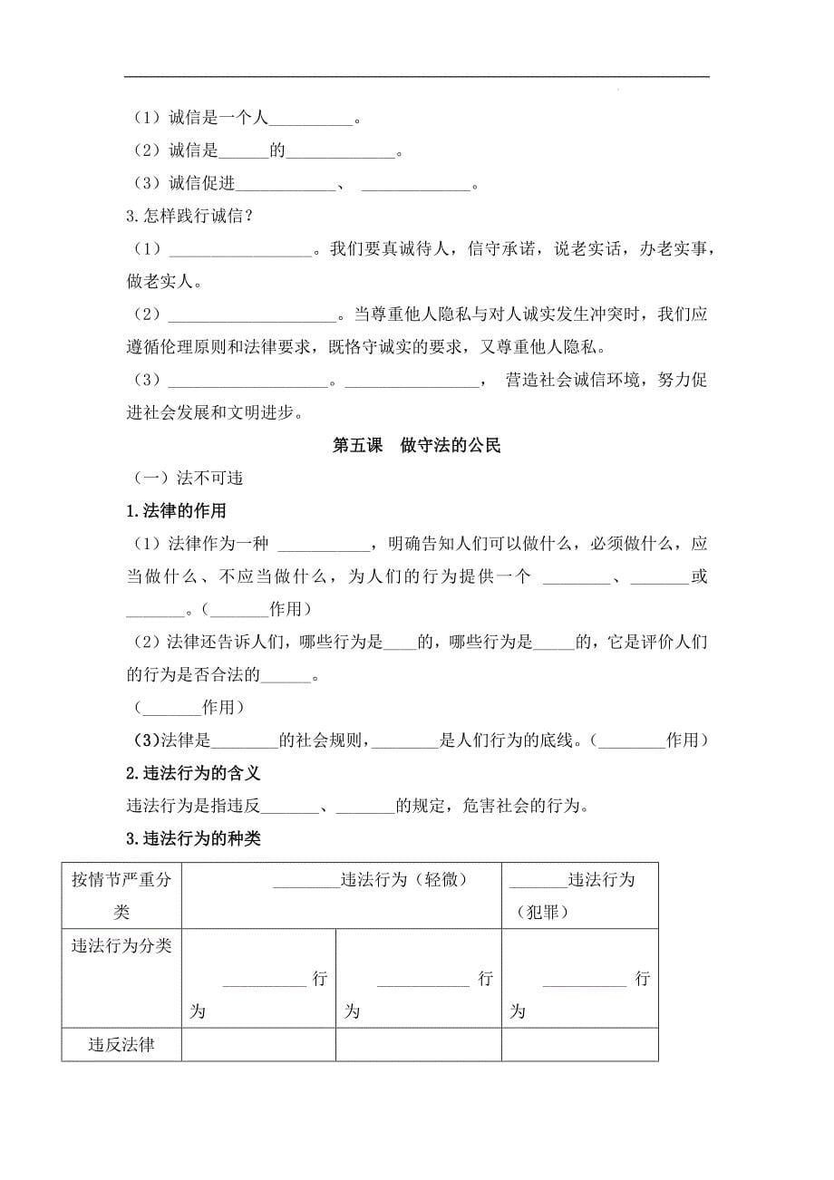 【八年级上册道德与法治】第二单元遵守社会规则【速记清单】 - 2023-2024学年单元速记巧练（部编版）_第5页