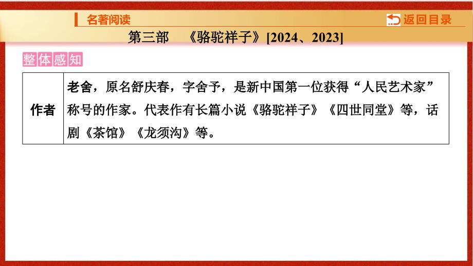 2025年广东省中考语文一轮复习：《骆驼祥子》课件_第2页