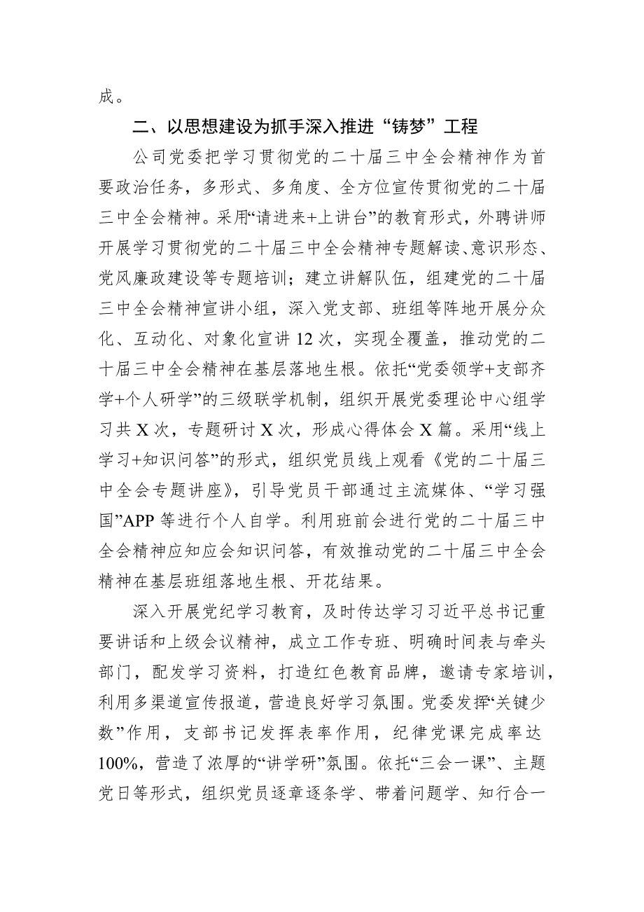 某公司2024年度党群工作汇报材料_第2页