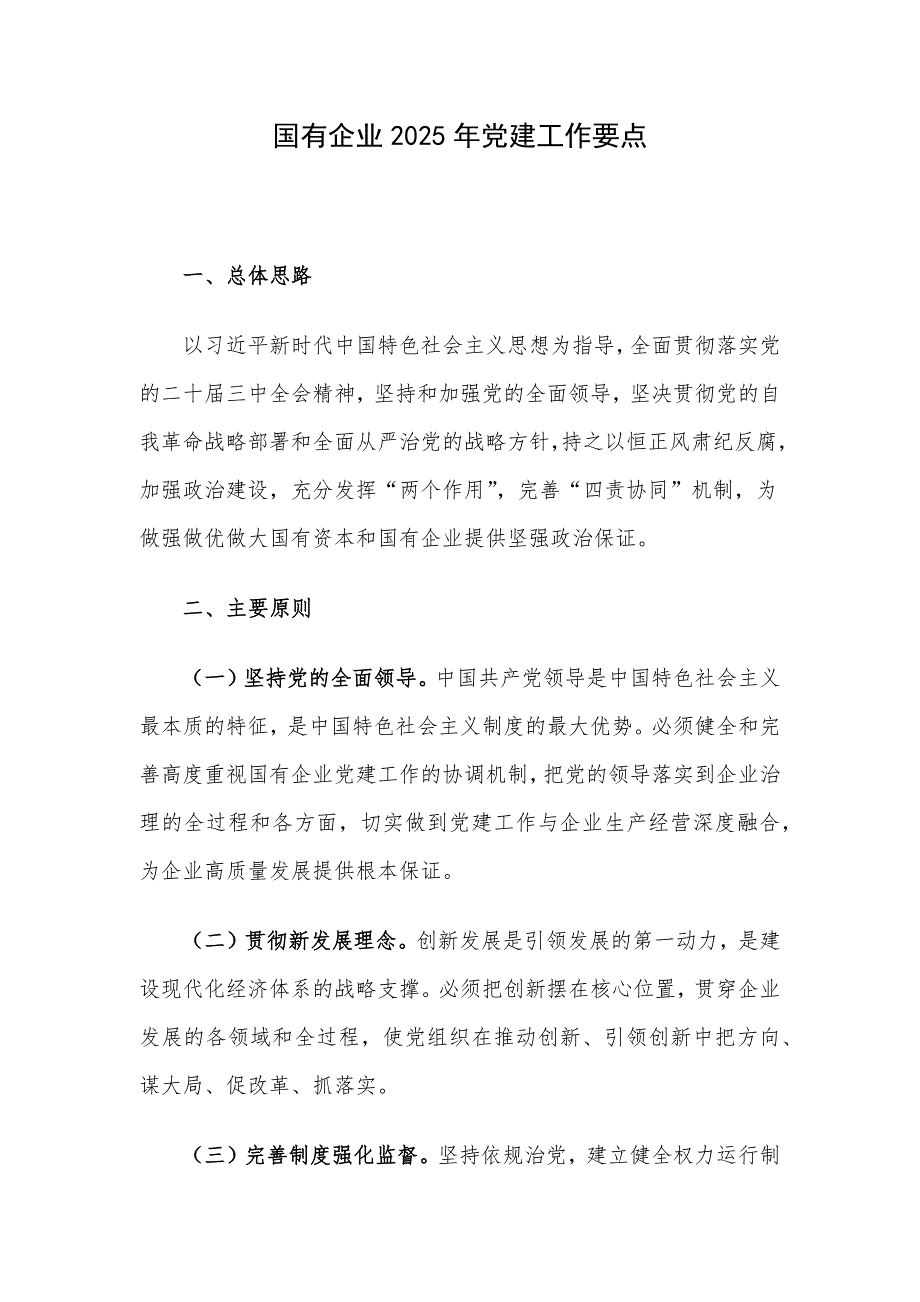 国有企业2025年党建工作要点_第1页