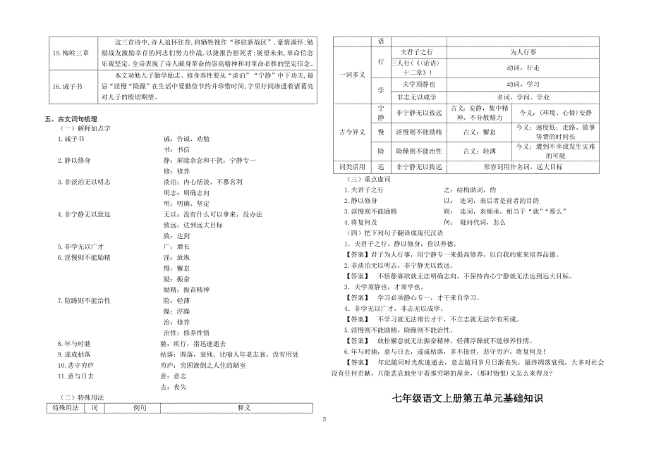 【语 文】第四五六单元基础知识梳理-2024-2025学年统编版（2024）语文七年级上册_第3页