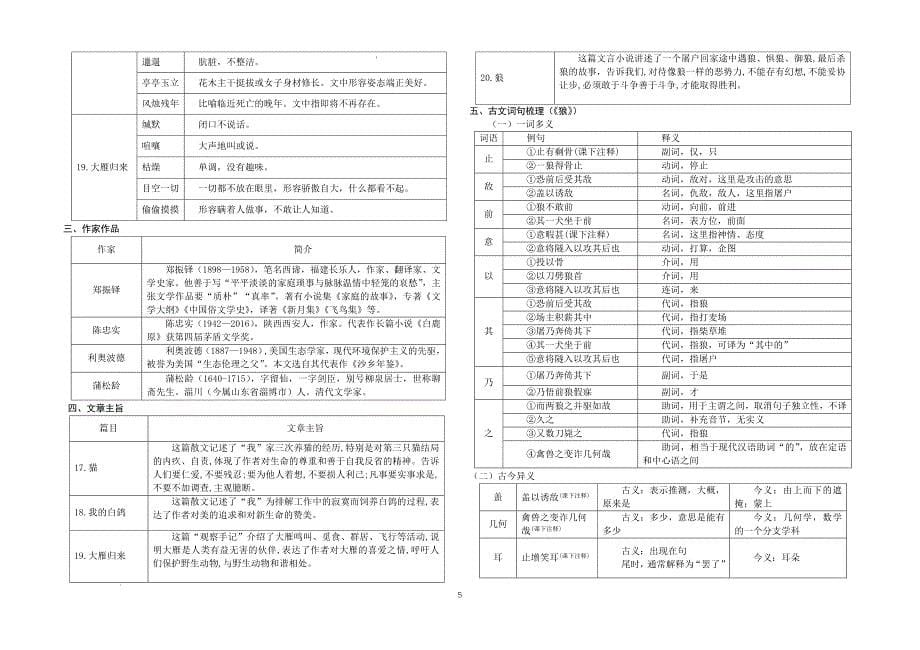 【语 文】第四五六单元基础知识梳理-2024-2025学年统编版（2024）语文七年级上册_第5页