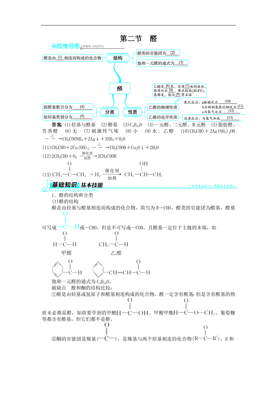 高中化学练习题 第二节　醛附答案解析_第1页