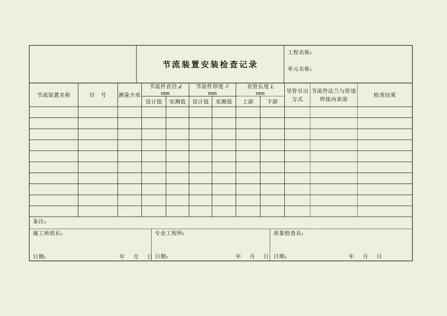 节流装置安装检查记录_第1页