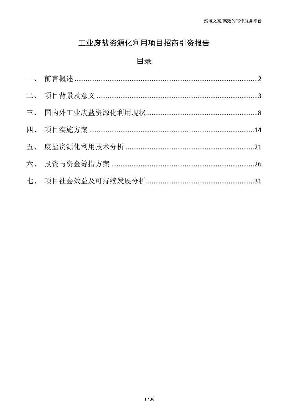 工业废盐资源化利用项目招商引资报告_第1页