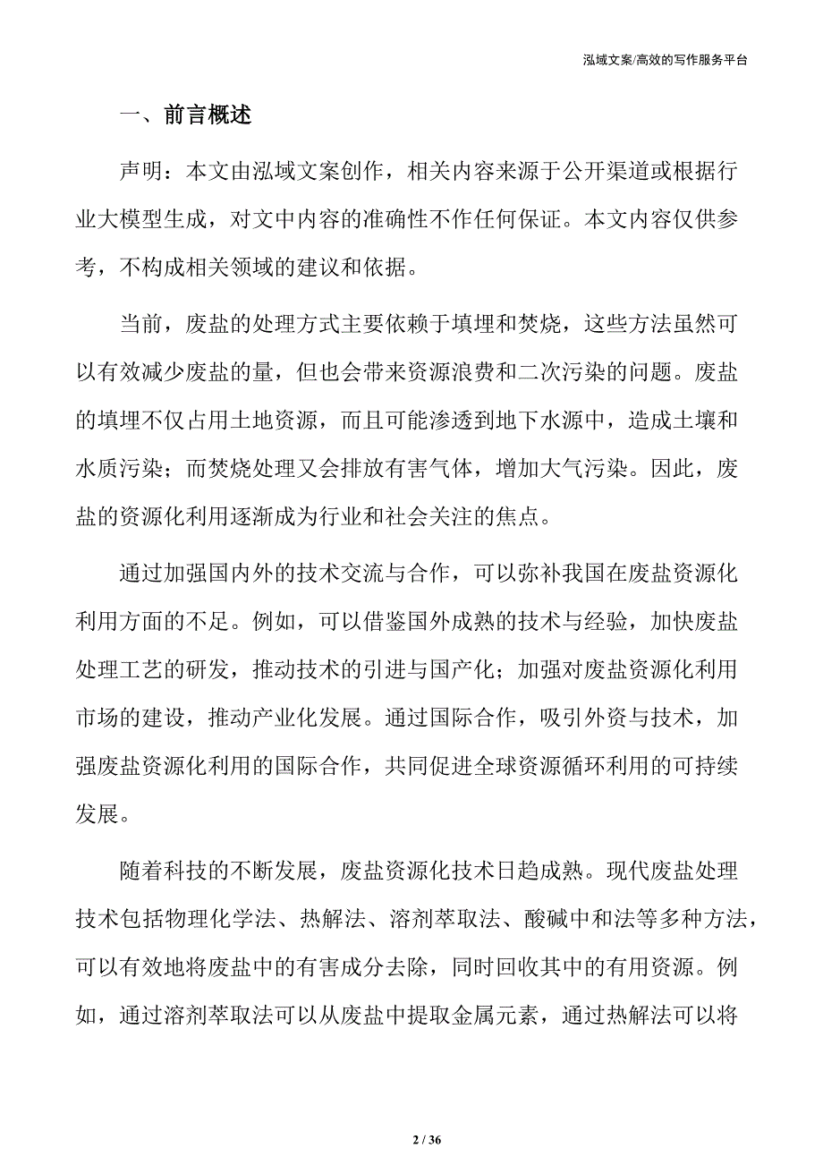 工业废盐资源化利用项目招商引资报告_第2页