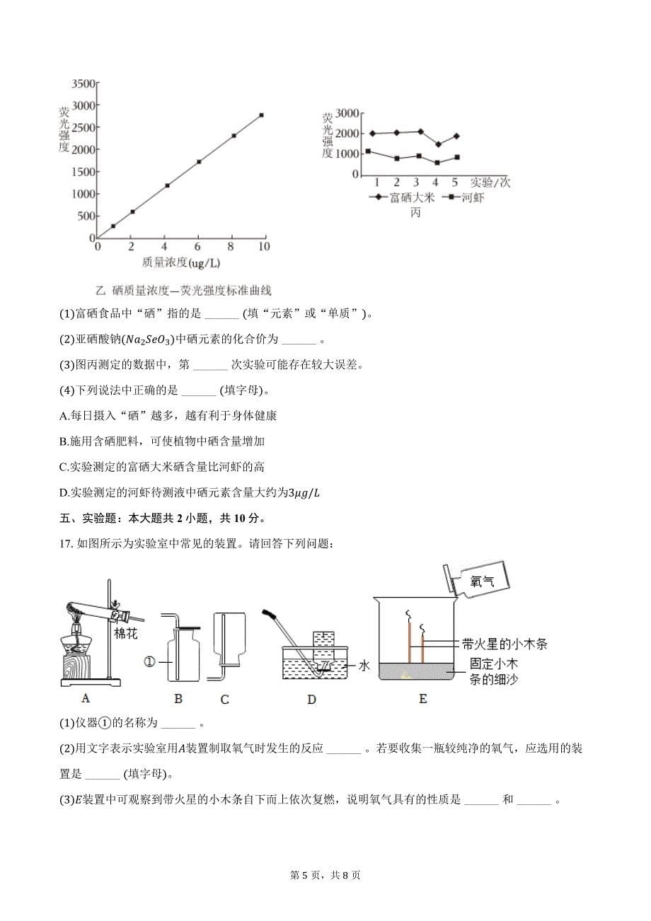 2024-2025学年湖北省黄石市阳新县东部联盟七校九年级（上）期中化学试卷（含答案）_第5页