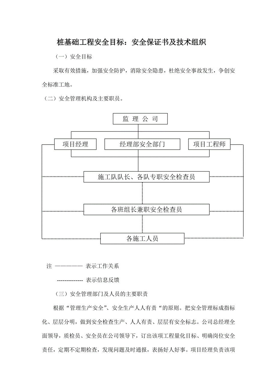 桩基础工程安全目标：安全保证书及技术组织_第1页