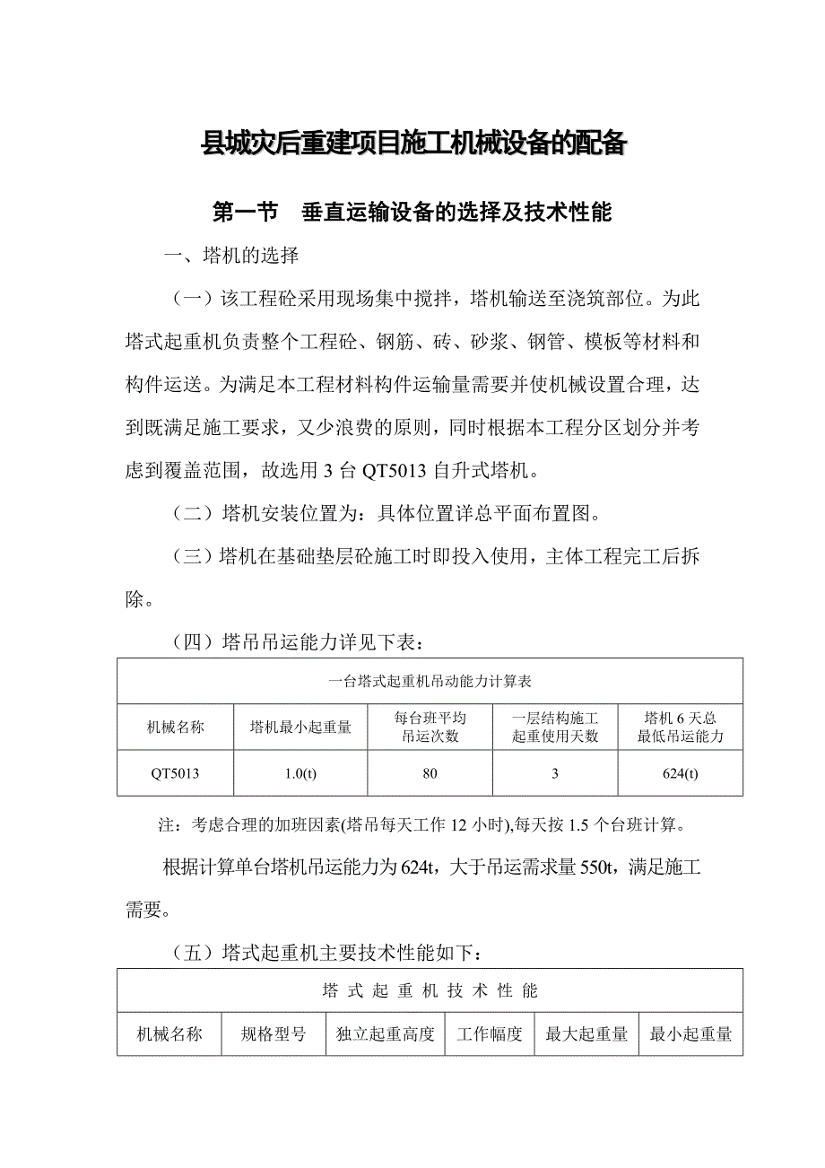 县城灾后重建项目施工机械设备的配备_第1页