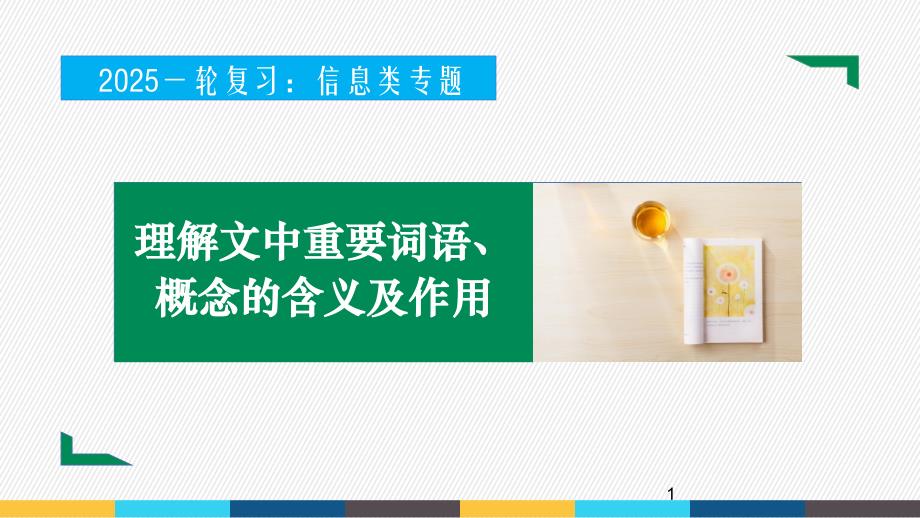 2025届高考语文复习：信息类文本阅读之理解文中重要词语、概念的含义及作用+课件_第1页