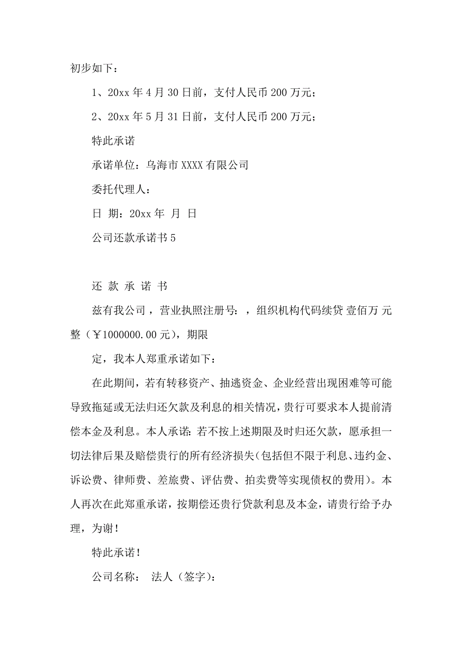 公司还款承诺书 (2)_第3页