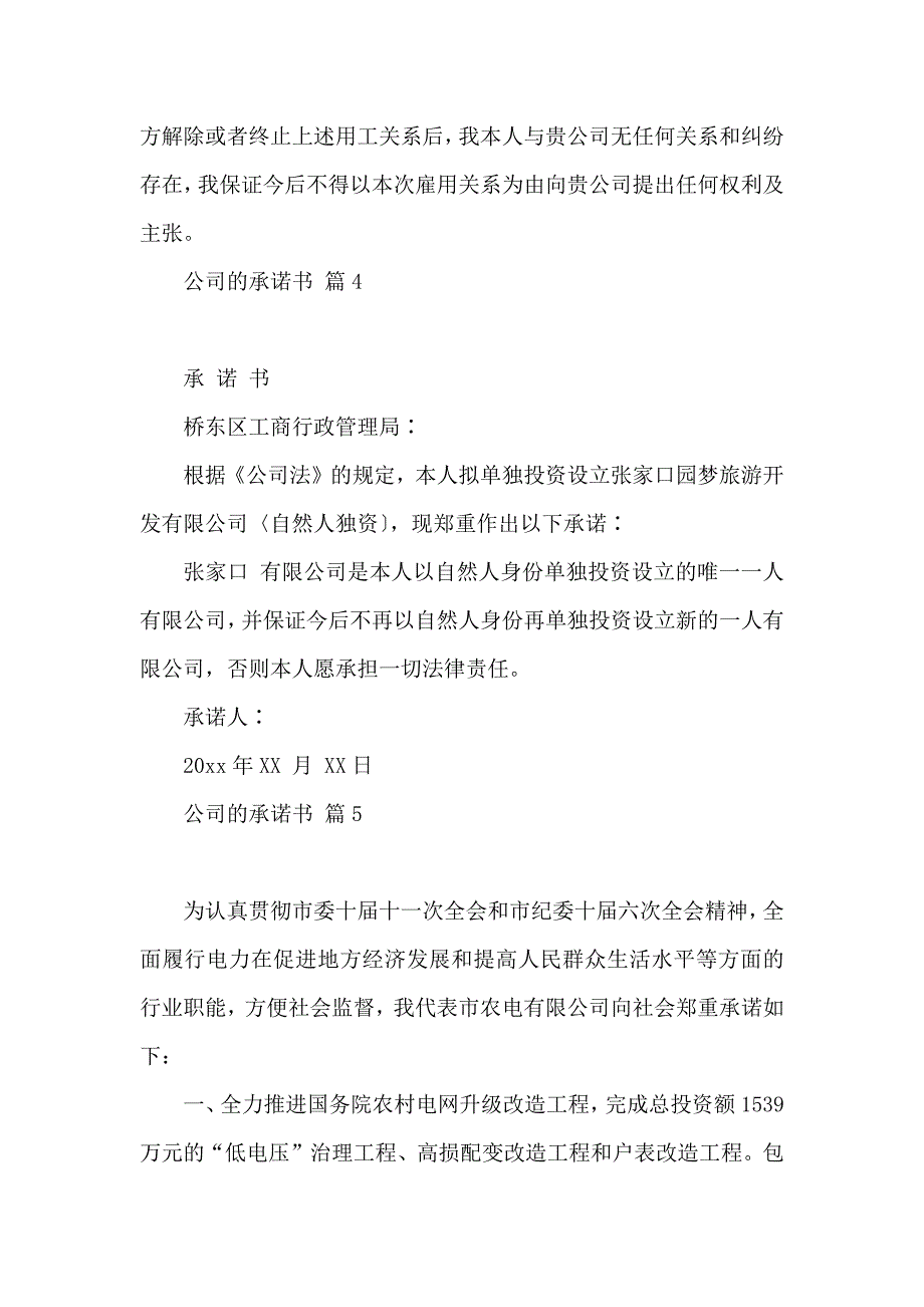 公司的承诺书汇编八篇 (2)_第4页