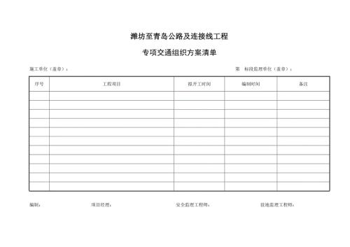 专项交通组织方案清单