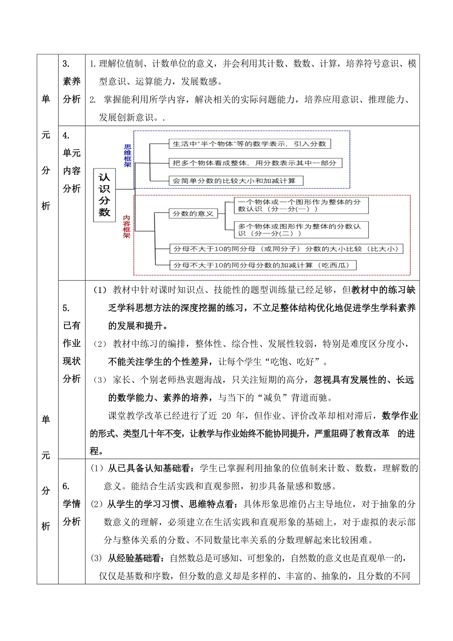 北师版三年级下册第 六单元《 认识分数 》单元作业设计_第3页