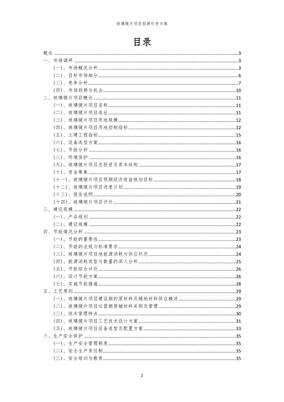 2023年玻璃镜片项目招商引资方案_第2页