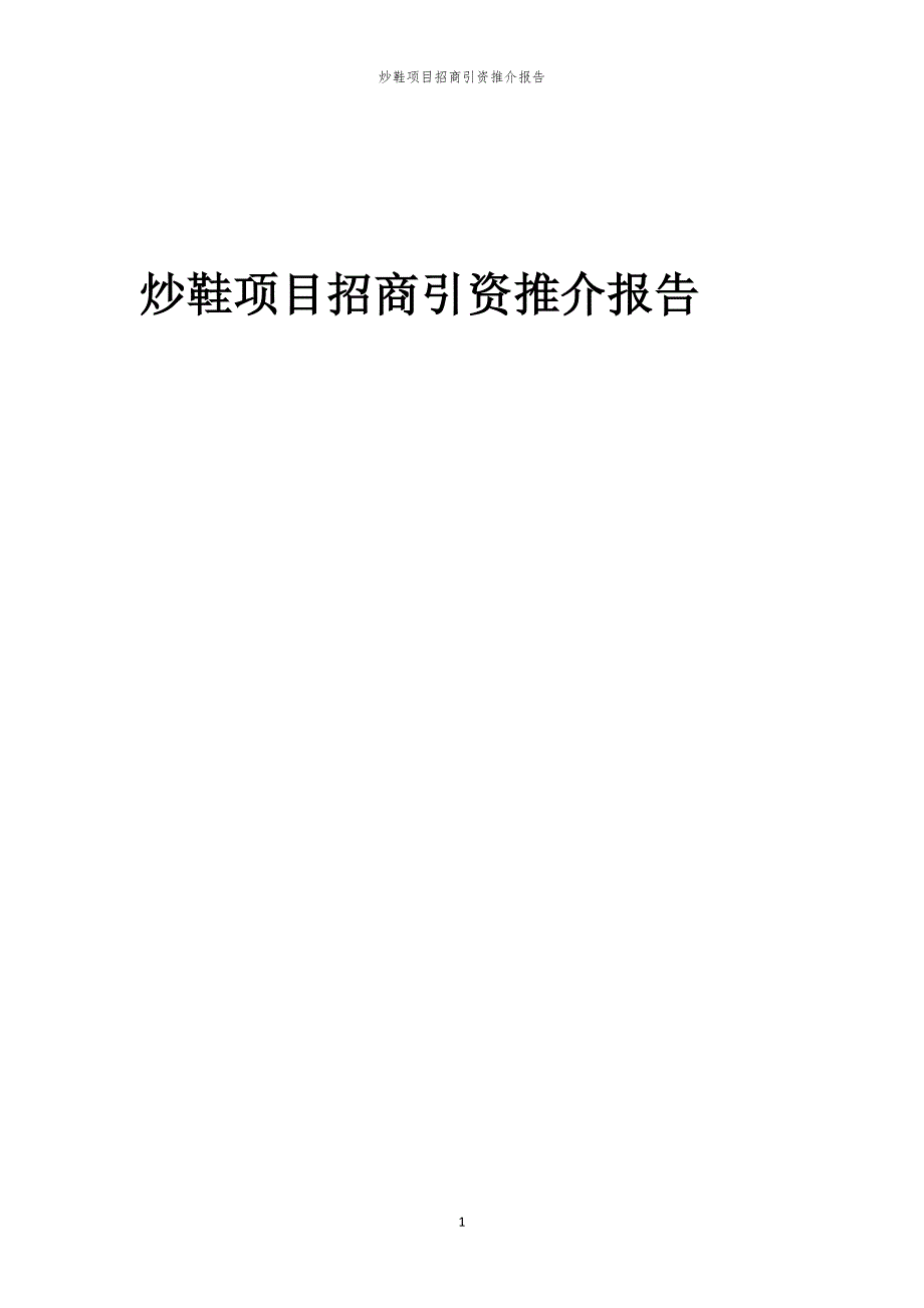 2023年炒鞋项目招商引资推介报告_第1页