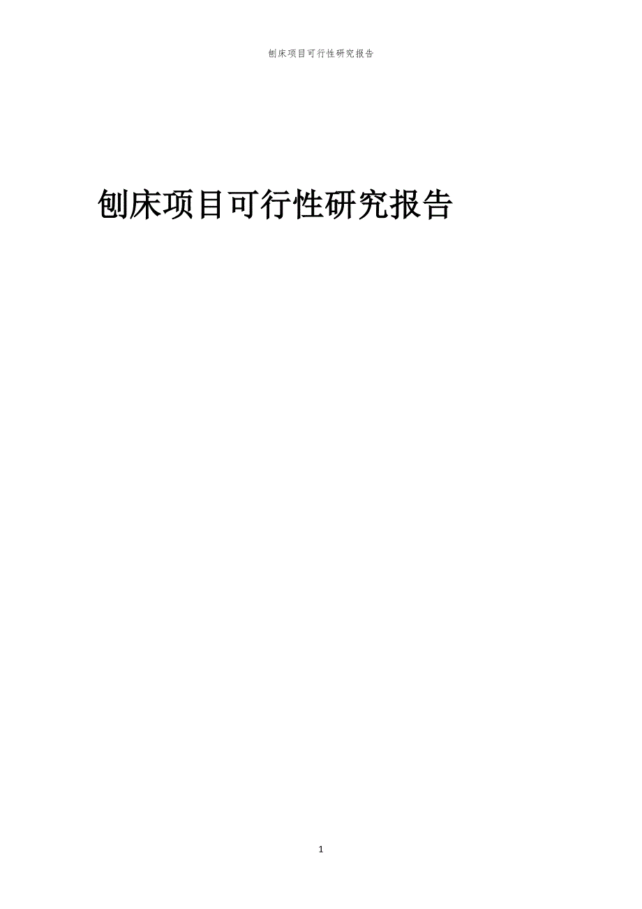 刨床项目可行性研究报告_第1页