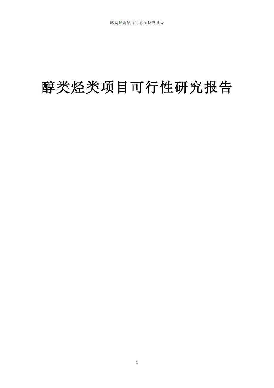 醇类烃类项目可行性研究报告_第1页