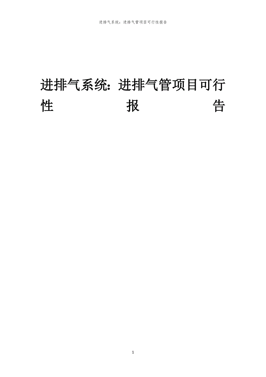 进排气系统：进排气管项目可行性报告_第1页