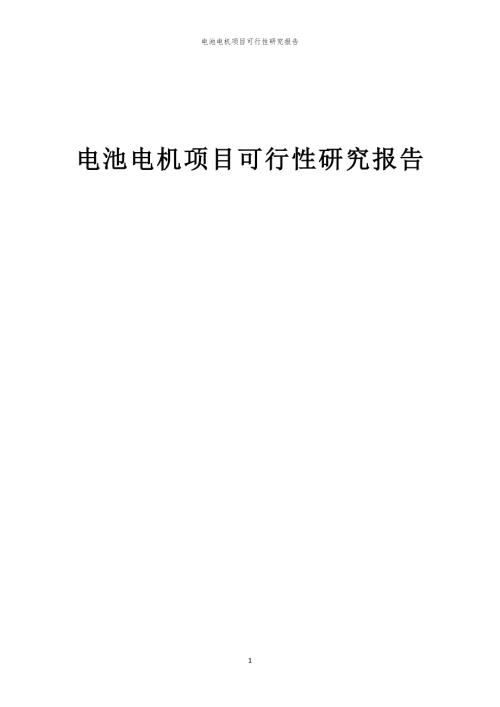 电池电机项目可行性研究报告